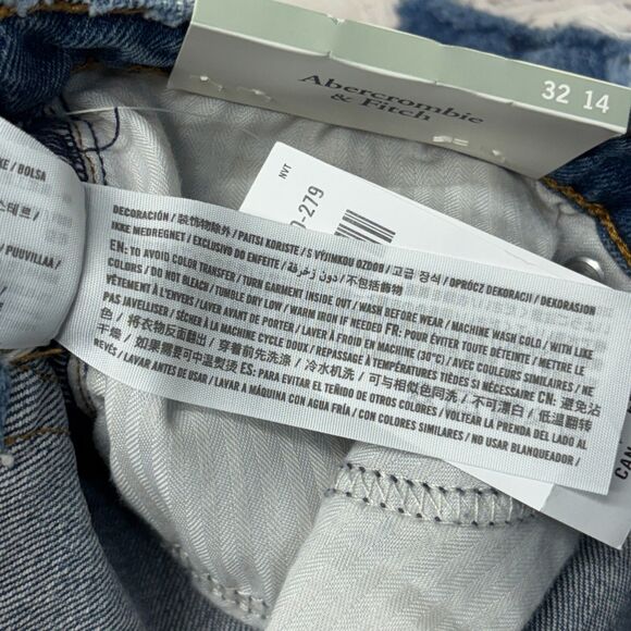 NWT Abercrombie & Fitch Women High Rise Mom Jean Shorts Size 32/14 Denim C056 -9 - Picture 13 of 16